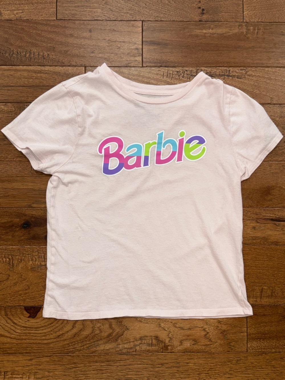 Girls Barbie Short-Sleeve Pink Shirt - Size L (10/12)